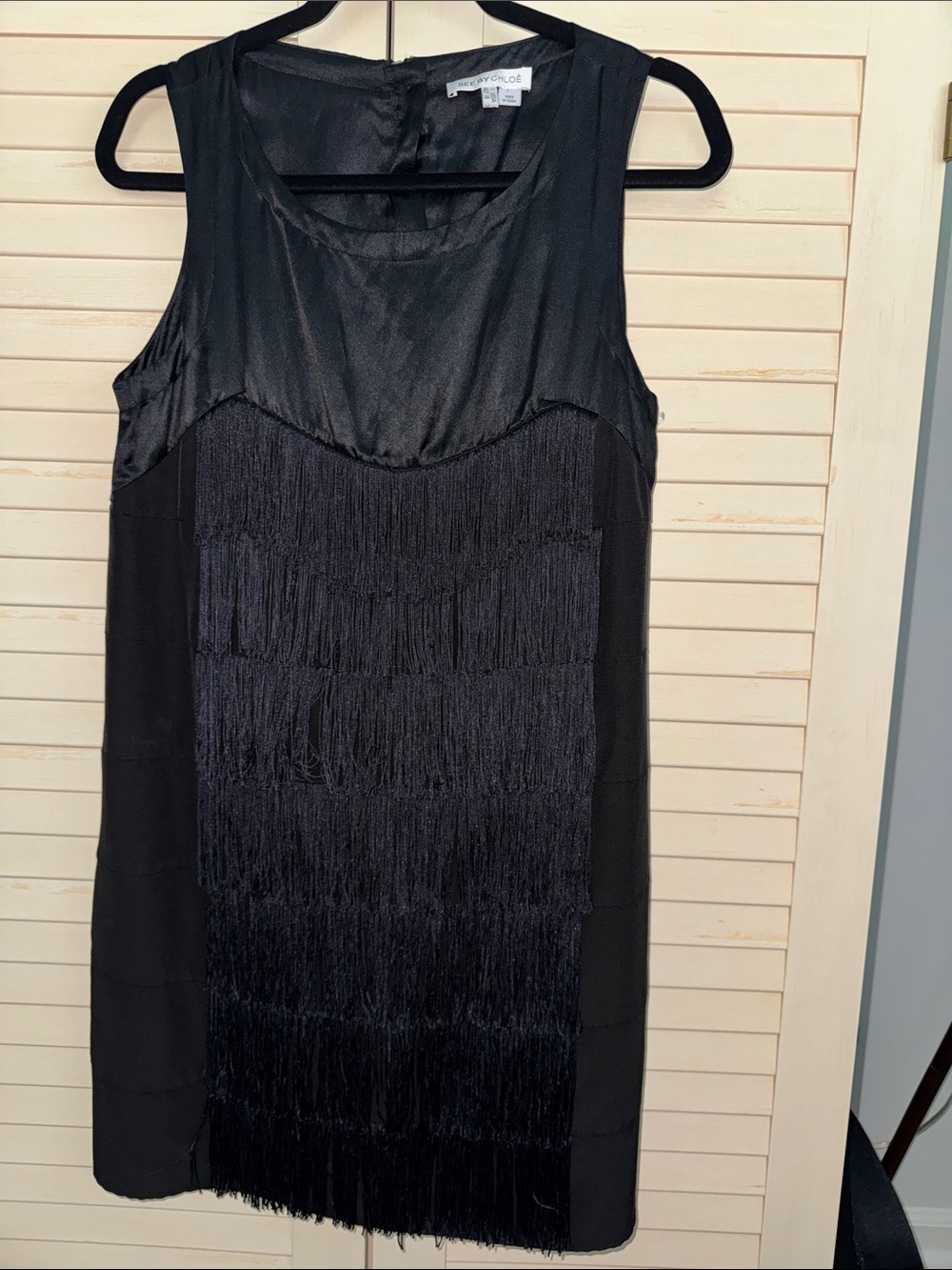 See by Chloe  Black Sleeveless Fringe Mini Dress